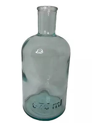 🍏 7.5  BLUE TRANSPARENT VINTAGE GLASS WHISKY BOTTLE EMBOSSED 675 Ml EUC - L1 • $6.23