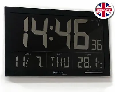 £69.95 • Buy Technoline WS8007 Large LCD Digital Wall Clock With Date And Indoor Temperature