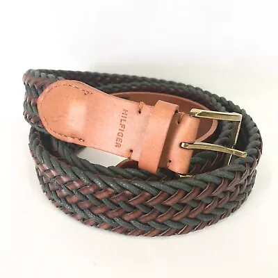 Tommy Hilfiger Mens 42 Belt Brown Braided Leather And Cording  • $22.99