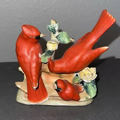 Vintage Ceramic Cardinal Figurine Statue 1727 Japan￼ Tree Branch 5in By 5in • $29.95
