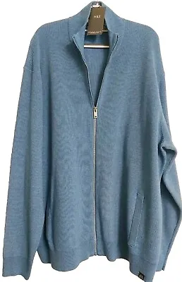 M&S Mens Cotton Blend Funnel Neck Full Zip Jumper/Cardigan Blue Size 3XL BNWT  • £22.50