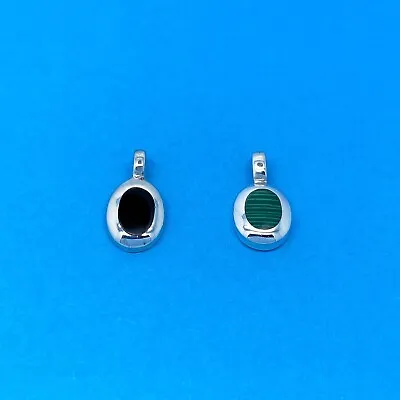 Genuine 925 Sterling Silver 12mm X 10mm Oval Pendant With Malachite Stone • £6.99