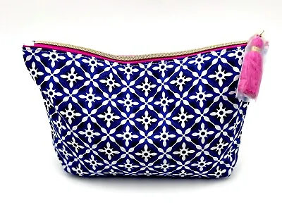 4 Bags: ESTEE LAUDER Blue Flower Printed  Cosmetic Makeup Bag ~ 2 Side Look • $9.99