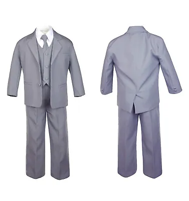 $60.99 • Buy 5pc Baby Toddler Infant Boy Teen Formal Party Event Suit Tux Medium Gray Sm-20