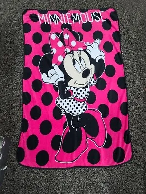 Minnie Mouse Blanket Size 64.5 X 44.5 Pink/Black/White • £12.54