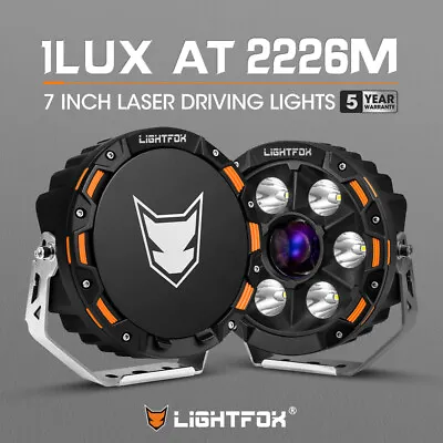 LIGHTFOX 7  Osram Laser LED Driving Spot Lights Black Round Offroad Truck SUV • $389.95
