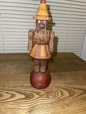 Primitive Wolf Creek Folk Art Carved Circus Bear On Ball Wood Figurine • $30