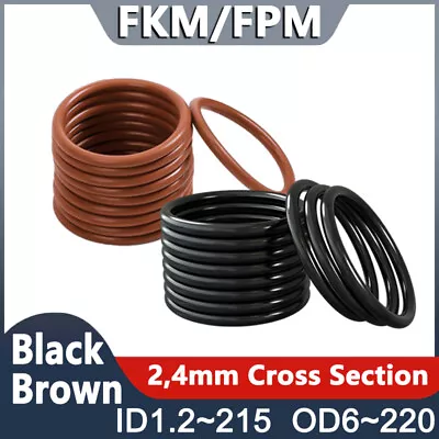 FKM/FPM Rubber O Ring Seals 2.4mm Cross Section ID 1.2mm-16mmOD 215.2mm-220mm • £2.23