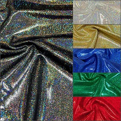 £14.75 • Buy Holographic Shiny Pebble Foil On Heavy Stretch Nylon Spandex Fabric 