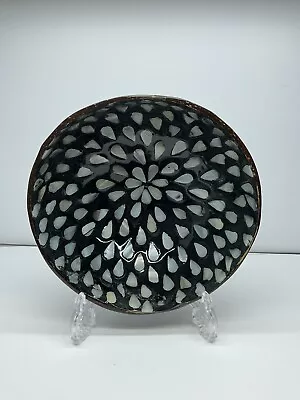 Vintage Coconut Shell Bowl With Inlaid Teardrop Mother Of Pearl Mosaic • £9.99