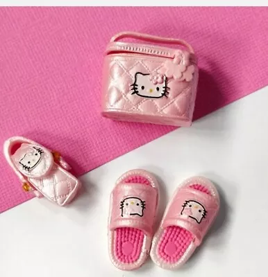 $19.95 • Buy Dollhouse Miniature Hello Kitty Make-up Bag Tote Slippers Water Bottle 1/12