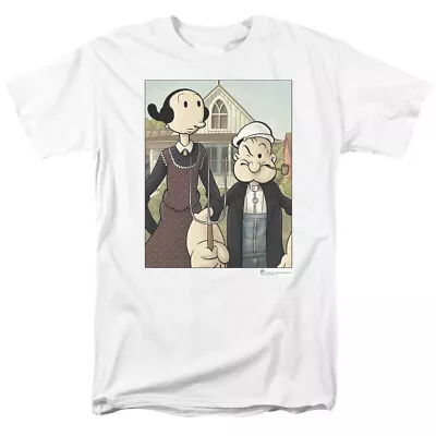 Popeye And Olive Gothic T Shirt Licensed Comic Book Cartoon Tee White • $17.49