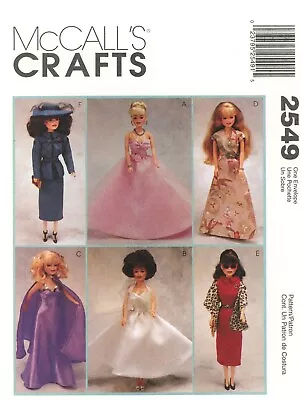 McCall's 2549 Dresses & Gowns For 11.5  Fashion Dolls UNCUT Sewing Pattern • $8.95