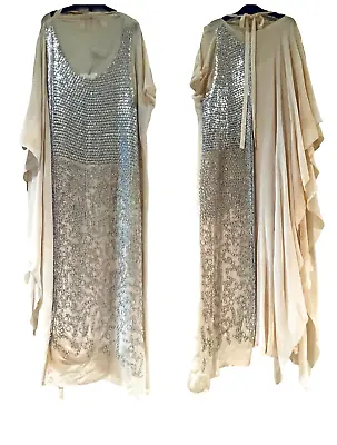 Zara Limited Edition Contrasting Kaftan Chiffon - Metal Dress Xs-s Nwt $499 • $299
