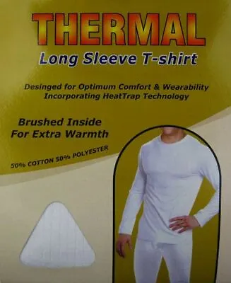 Mens Long Sleeve T-Shirt White Thermal  Winter Warm Underwear XL EXTRA LARGE • $8.70
