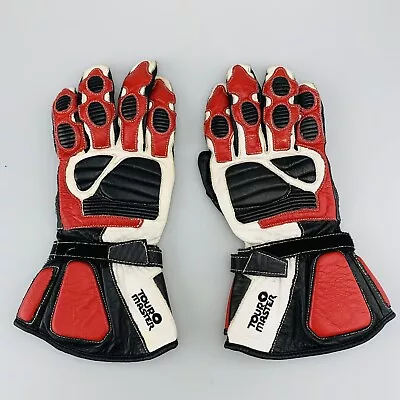 Tour Master Vintage Leather Motorcycle Gloves With Kevlar Red Black Mens Small • $33.99