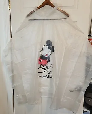 Vintage Disney World Mickey Mouse Rain Poncho Adult One Size Clear 100% PVC • $13