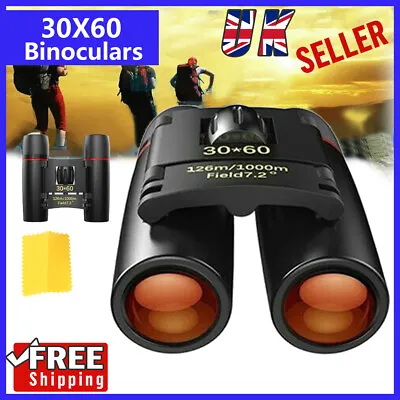 30x60 Mini Compact Binoculars With Day Night Vision Folding Military Telescope • £8.79