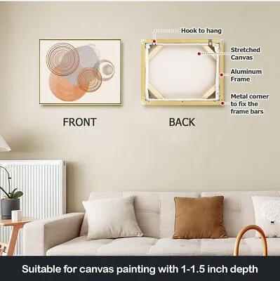 Metal Canvas Floating Frame Paintings DIY Home Wall Art Decor Gold 18X24 Inch • $34.99