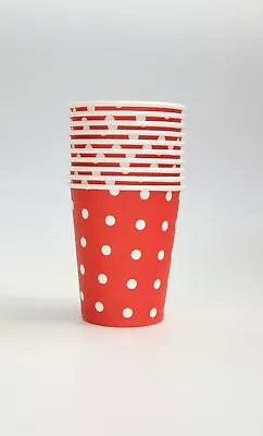 Wholesale Polka Dot Disposable Paper Cup RED 7oz Party Tableware Catering FAST • £7.99