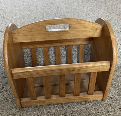 $40 • Buy Vintage Solid Wood Oak Magazine Rack Double Sided