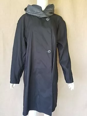 MYCRA PAC NOW Womens Short Rain Reversible Coat Black Grey Full Hood Sz S/M • $100