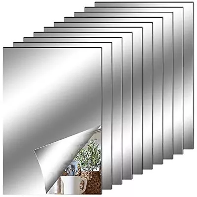 10 Pack 4x6 Inch Flexible Mirror Sheets Self-Adhesive Wall Mirror Tiles Stickers • $10.99