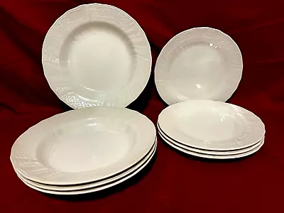 Mikasa D4900 Renaissance White 8 Piece Set Of 4 Each Soup Bowls & Salad Plates • $64.95