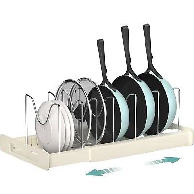 Expandable Pot And Pan Organizer Rack Holder With 7 Adjustable Dividers 11-22'' • £15.18