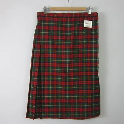New Vtg Highland Home Industries Scotland Womens 16 Red Plaid Pleated Kilt Skirt • $69.99