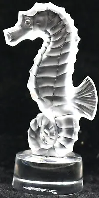 EXQUISITE LALIQUE Crystal France Clear SEA HORSE FISH Art Glass Sculpture • £141.57