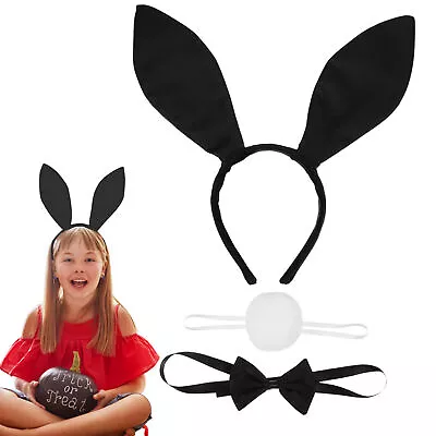 Halloween Costume Rabbit Dress Up | Bunny Ears Headband Bow Tie And Tail • £8.36