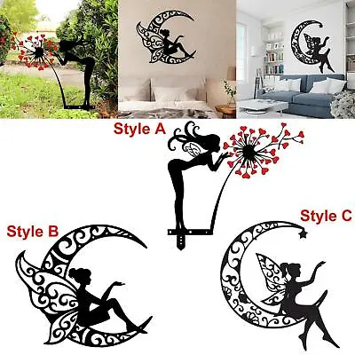 Wall Art Hanging Ornament Metal Artwork Black For Indoor Outdoor Decorations • £12.13