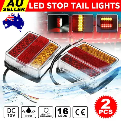 $25.85 • Buy 2Pc 16 LED Tail Lights Caravan Truck Boat Trailer Light Kit Stop Brake Indicator