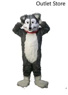 Fursuit Halloween Gray Cartoon Wolf Mascot Costume Cosplay Party Outifit Xmas • $786.71