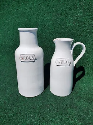 Vietri Crema Acqua & Vino Made In Italy White Glazed Italian Stoneware Vessels • $199.99