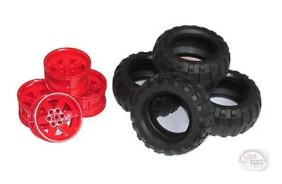 LEGO Technic - Balloon Tire X 4 W/ Red Rims - 44772 54120 - New • $47.14