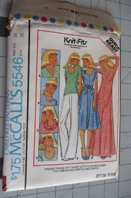5546 Retro Vintage Uncut Sewing Pattern Miss Size 16 Bust 38 Dress Or T Shirt • $9.99
