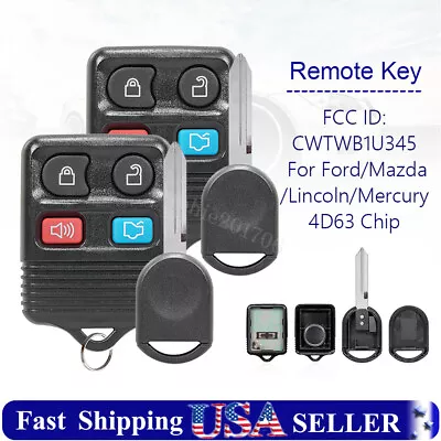 2 For 2007 2008 2009 2010 2011 Lincoln Town Car Key + Remote Fob 4b CWTWB1U345 • $12.85