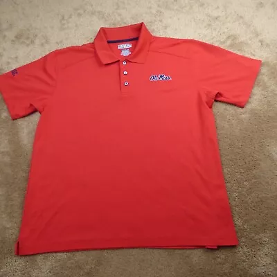 Ole Miss Rebels Polo Shirt Red XL Football Golf Rugby Majestic Mens • $14.88