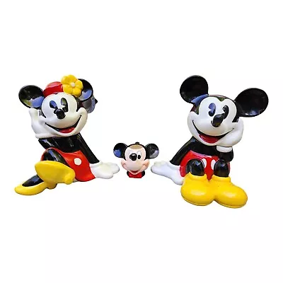 Vintage Minnie And Mickey Mouse Cookie Jars + Small Pitcher Creamer Disney 3 Pc • $107.99