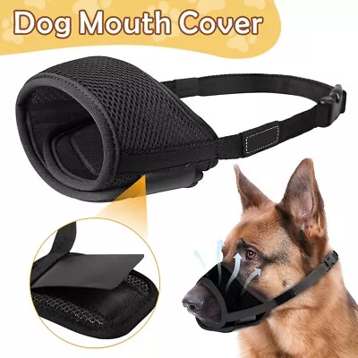 Durable Dog Muzzle Safety Breathable Mesh Nylon Muzzle With Adjustable 4 Sizes • £2.99