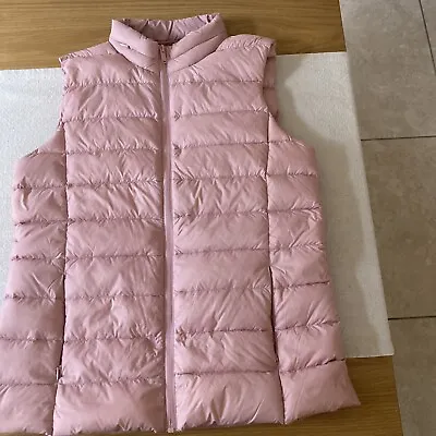 LADIES BNWT M&S Dusty PINK FEATHER & DOWN LIGHTWEIGHT GILET SIZE UK 12 Hooded • £23.99