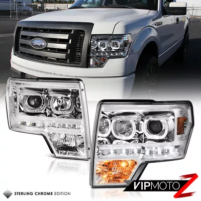 [PLUG & PLAY] Chrome 2009-2014 F150 Angel Eye Projector Headlights Headlamps SET • $200.89