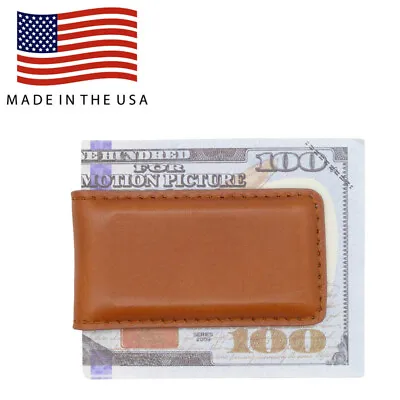 Cognac Bridle Leather Magnetic Money Clip MADE IN THE USA K • $8.95