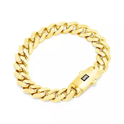 10K Yellow Gold Miami Cuban 11mm Monaco Link Chain Bracelet 8  8.5  9  Hollow • $708.99