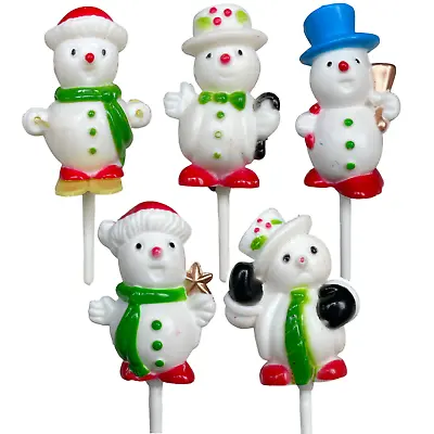 £4.35 • Buy 5pc Snowman Christmas Cake Topper Set Mini Yule Log Cupcake Festive Decoration