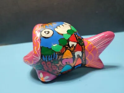 Mexican Folk Art Pottery Wide Mouth Fish Sponge Holder Hand Painted Planter • $25