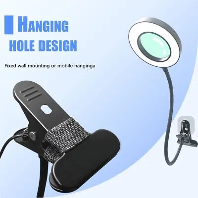 Led Desk Lamp Magnifying Magnifier Glasses With Light Stand Clamp For Desk Table • £12.79