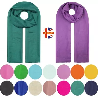 Chiffon Scarves Women Plain Neck Scarf Retro Lightweight Bandana Wrap Quality • £4.99